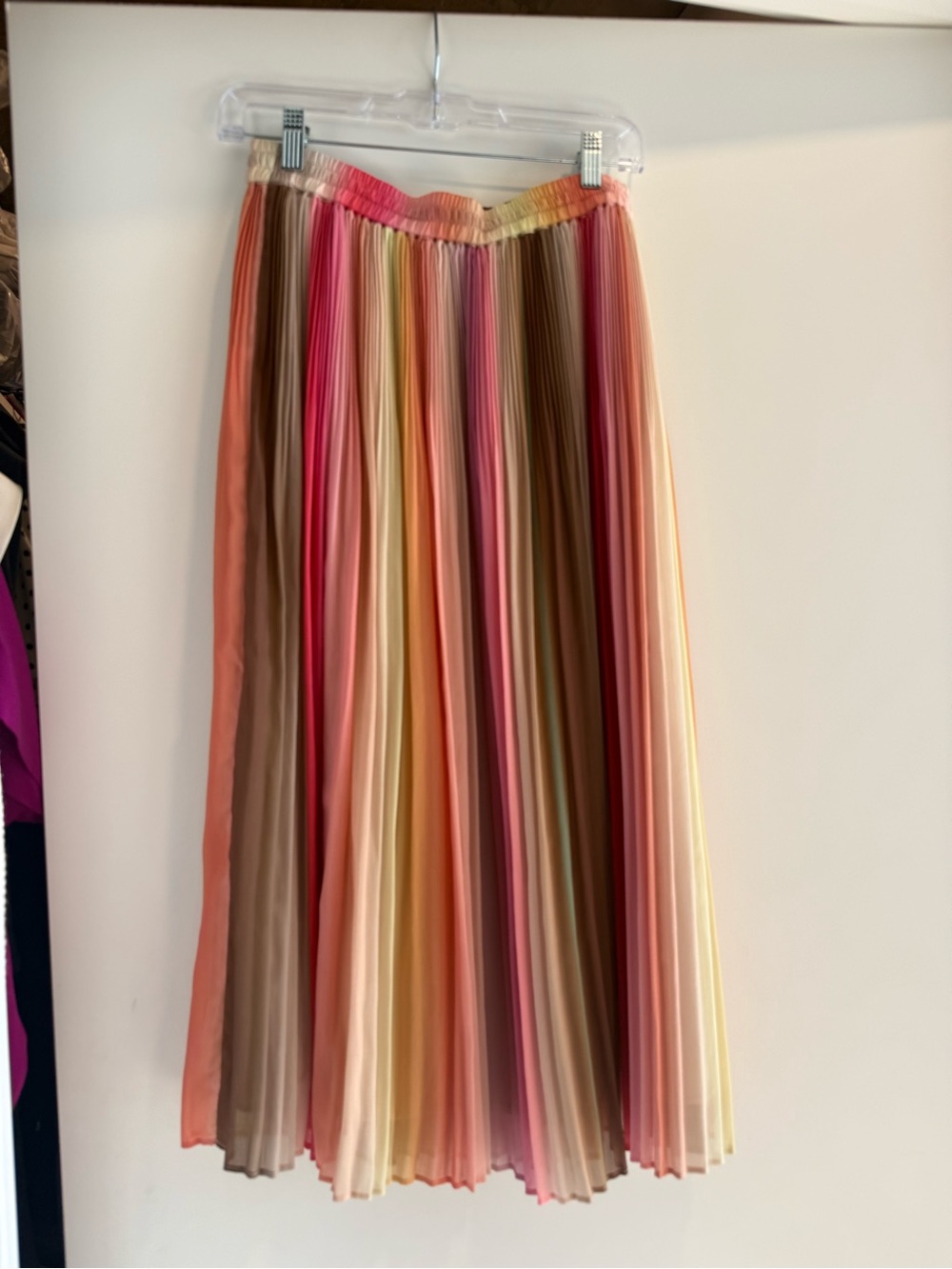 Scotch & Soda Striped Pleated Midi Skirt in Pink, Coral, Beige, Tan - Picture 5 of 5